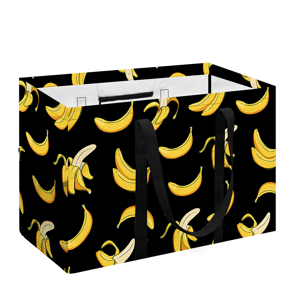 Black Cartoon Banana Pattern Print Utility Tote Bag