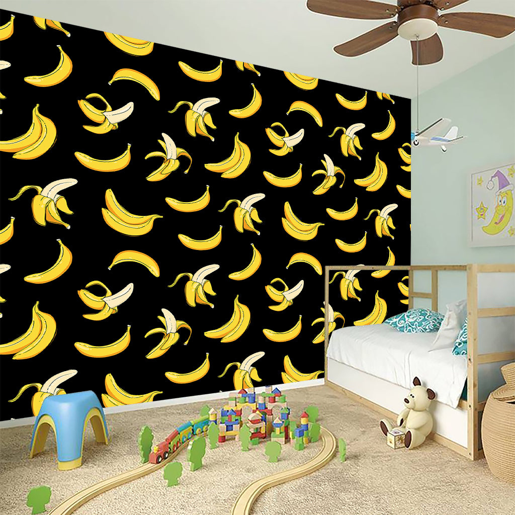 Black Cartoon Banana Pattern Print Wall Sticker