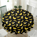 Black Cartoon Banana Pattern Print Waterproof Round Tablecloth