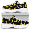 Black Cartoon Banana Pattern Print White Chunky Shoes