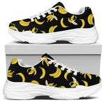 Black Cartoon Banana Pattern Print White Chunky Shoes