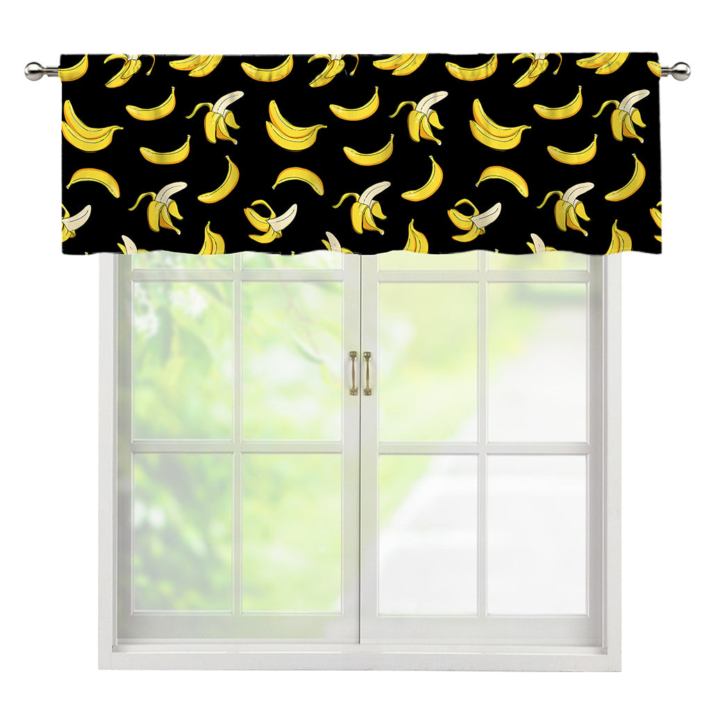 Black Cartoon Banana Pattern Print Window Valance