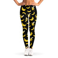 Black Cartoon Banana Pattern Print Women's Leggings