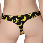 Black Cartoon Banana Pattern Print Women's Thong