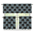 Black Cat Knitted Pattern Print 3 Piece Kitchen Curtains