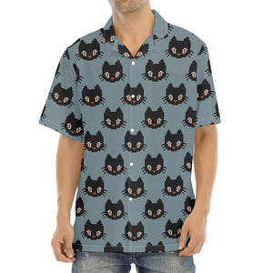 Black Cat Knitted Pattern Print Aloha Shirt