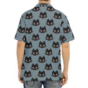 Black Cat Knitted Pattern Print Aloha Shirt