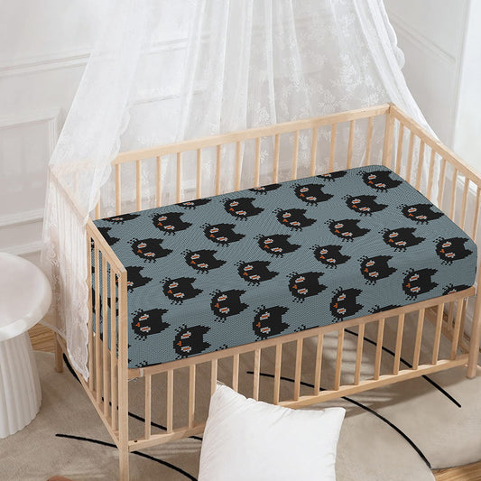 Black Cat Knitted Pattern Print Baby Crib Sheet
