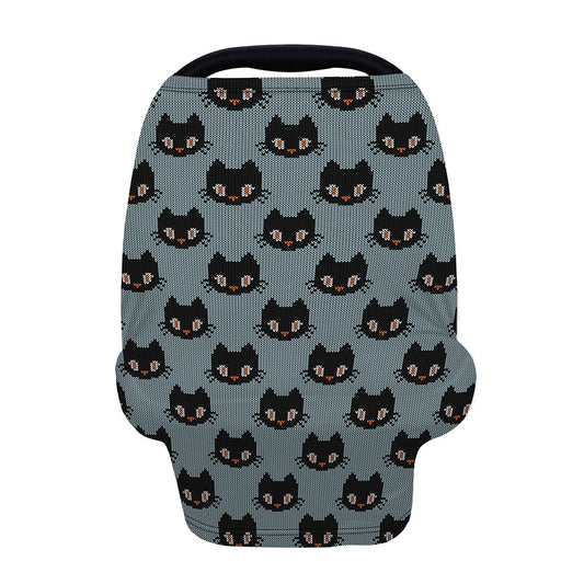 Black Cat Knitted Pattern Print Baby Seat Cover