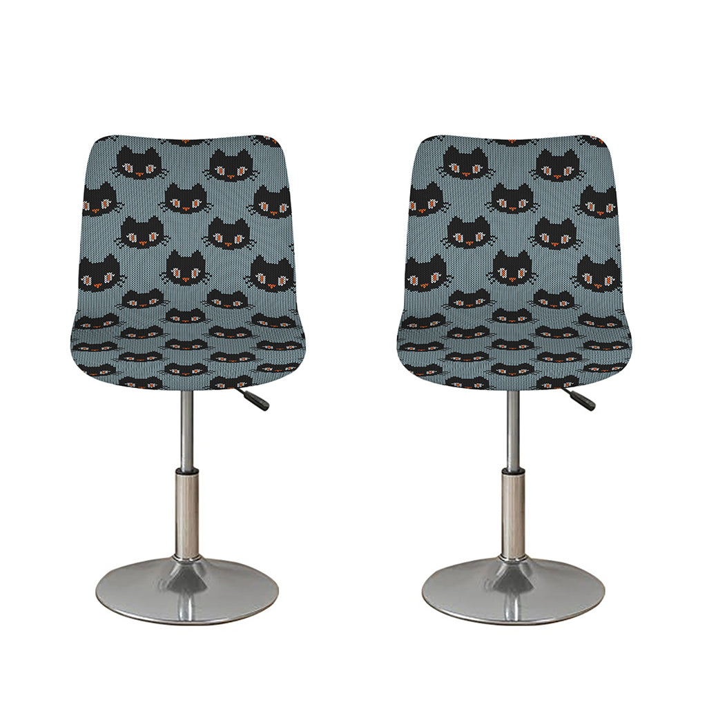 Black Cat Knitted Pattern Print Bar Stool Covers