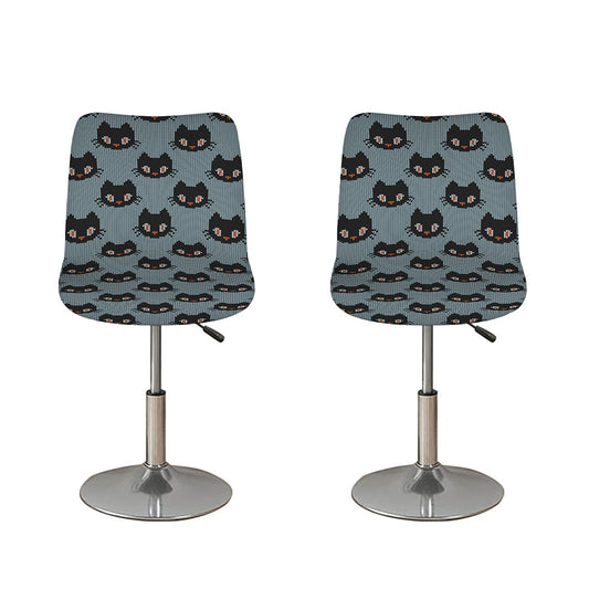 Black Cat Knitted Pattern Print Bar Stool Covers