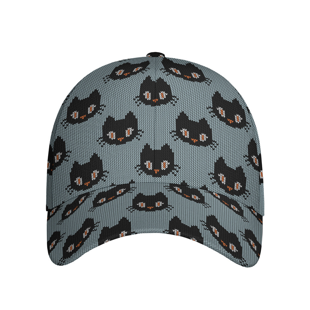 Black Cat Knitted Pattern Print Baseball Cap