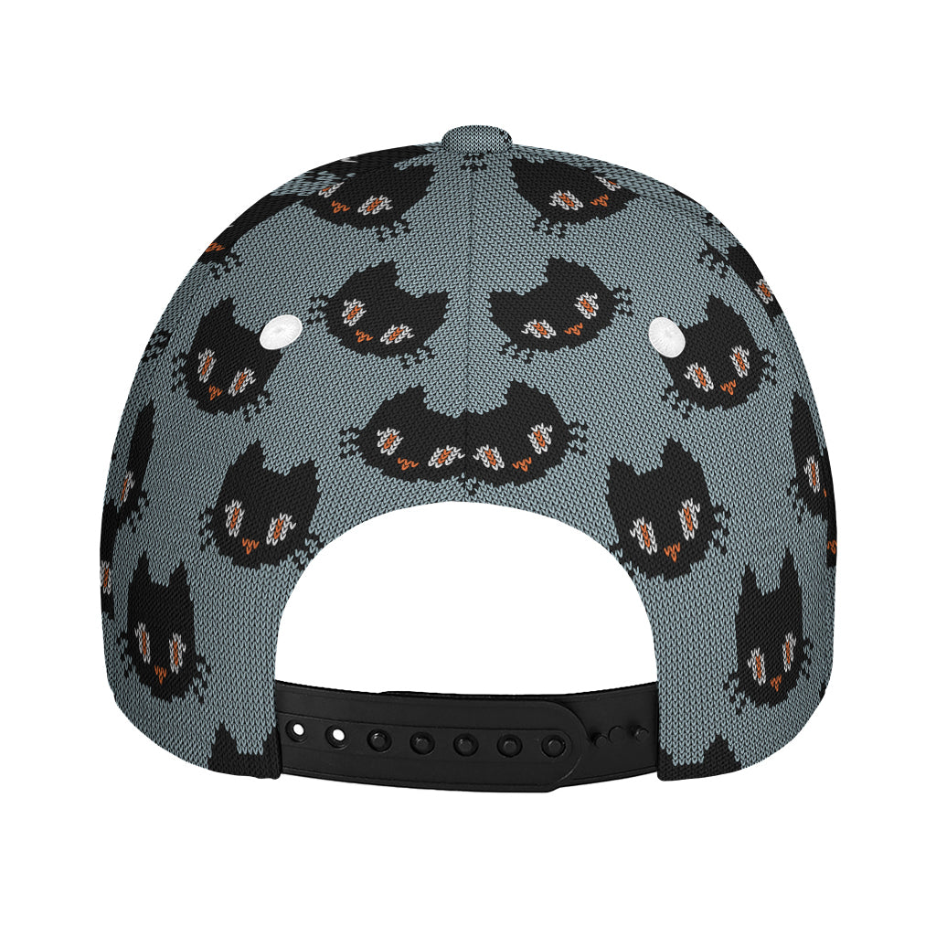 Black Cat Knitted Pattern Print Baseball Cap