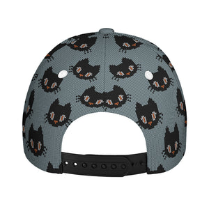 Black Cat Knitted Pattern Print Baseball Cap