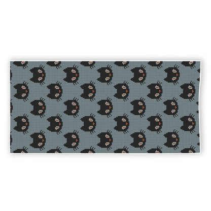 Black Cat Knitted Pattern Print Beach Towel