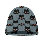 Black Cat Knitted Pattern Print Beanie