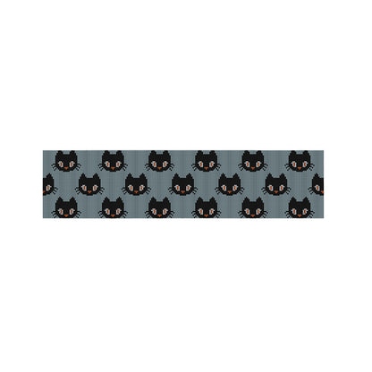 Black Cat Knitted Pattern Print Bed Runner