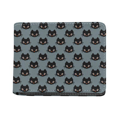 Black Cat Knitted Pattern Print Bifold Wallet