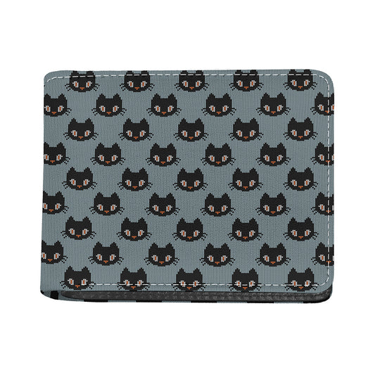 Black Cat Knitted Pattern Print Bifold Wallet