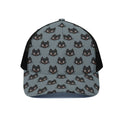 Black Cat Knitted Pattern Print Black Mesh Trucker Hat