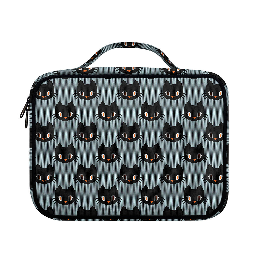 Black Cat Knitted Pattern Print Briefcase Bible Bag