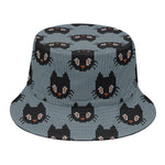 Black Cat Knitted Pattern Print Bucket Hat