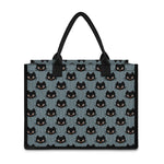 Black Cat Knitted Pattern Print Canvas Tote Bag