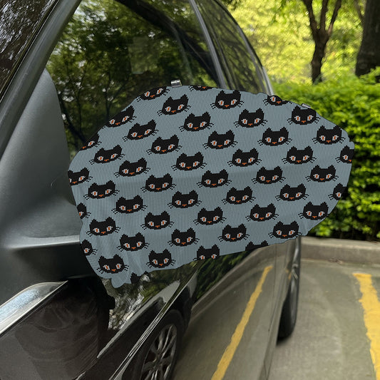 Black Cat Knitted Pattern Print Car Side Mirror Covers