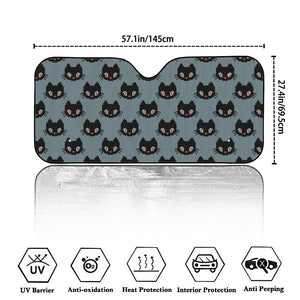 Black Cat Knitted Pattern Print Car Windshield Sun Shade