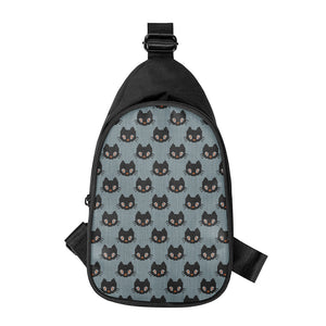 Black Cat Knitted Pattern Print Chest Bag