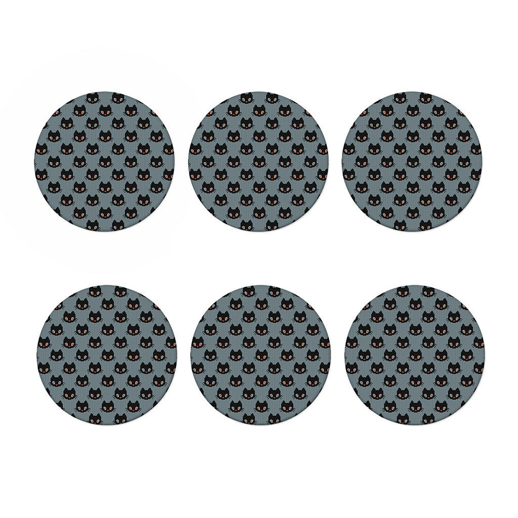 Black Cat Knitted Pattern Print Coaster Set