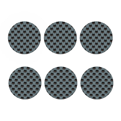 Black Cat Knitted Pattern Print Coaster Set