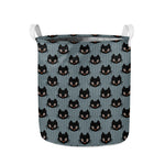 Black Cat Knitted Pattern Print Collapsible Laundry Basket