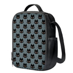 Black Cat Knitted Pattern Print Crossbody Lunch Bag