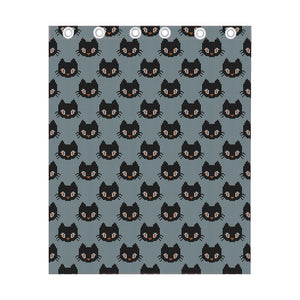 Black Cat Knitted Pattern Print Curtain