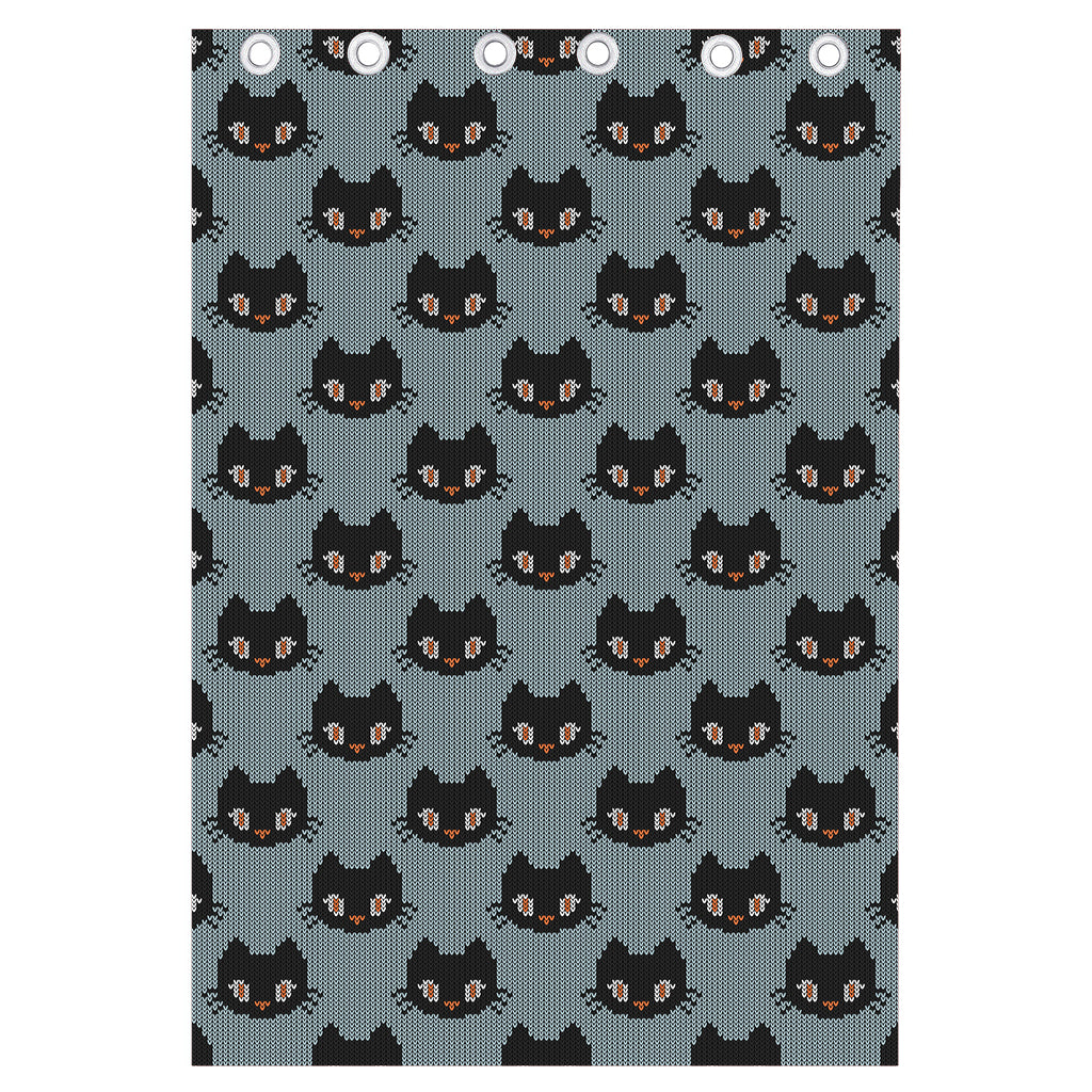 Black Cat Knitted Pattern Print Curtain