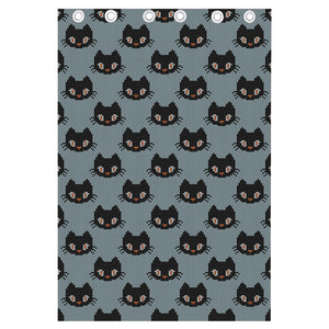 Black Cat Knitted Pattern Print Curtain