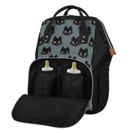 Black Cat Knitted Pattern Print Diaper Bag