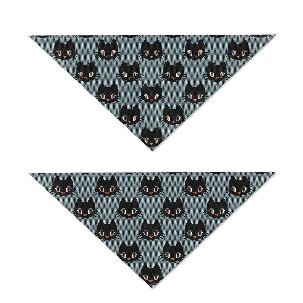 Black Cat Knitted Pattern Print Dog Bandana