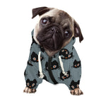 Black Cat Knitted Pattern Print Dog Zip Up Hoodie