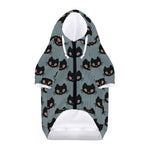 Black Cat Knitted Pattern Print Dog Zip Up Hoodie