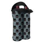 Black Cat Knitted Pattern Print Double Neoprene Wine Tote