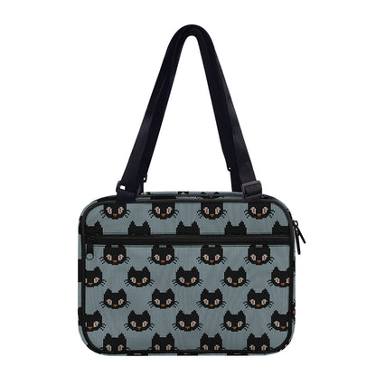 Black Cat Knitted Pattern Print Double Strap Bible Bag