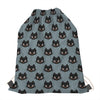 Black Cat Knitted Pattern Print Drawstring Bag