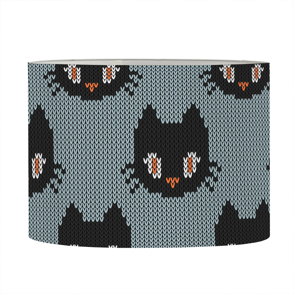 Black Cat Knitted Pattern Print Drum Lamp Shade