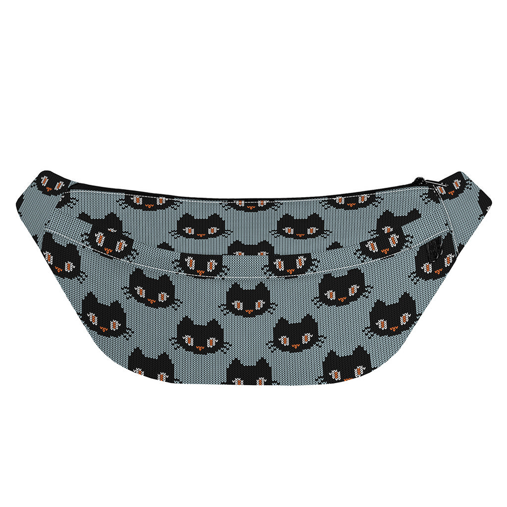 Black Cat Knitted Pattern Print Fanny Pack