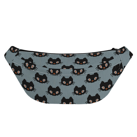 Black Cat Knitted Pattern Print Fanny Pack
