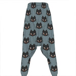 Black Cat Knitted Pattern Print Hammer Pants