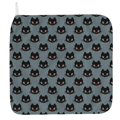 Black Cat Knitted Pattern Print Hand Towel
