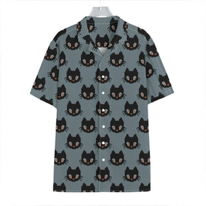 Black Cat Knitted Pattern Print Hawaiian Shirt